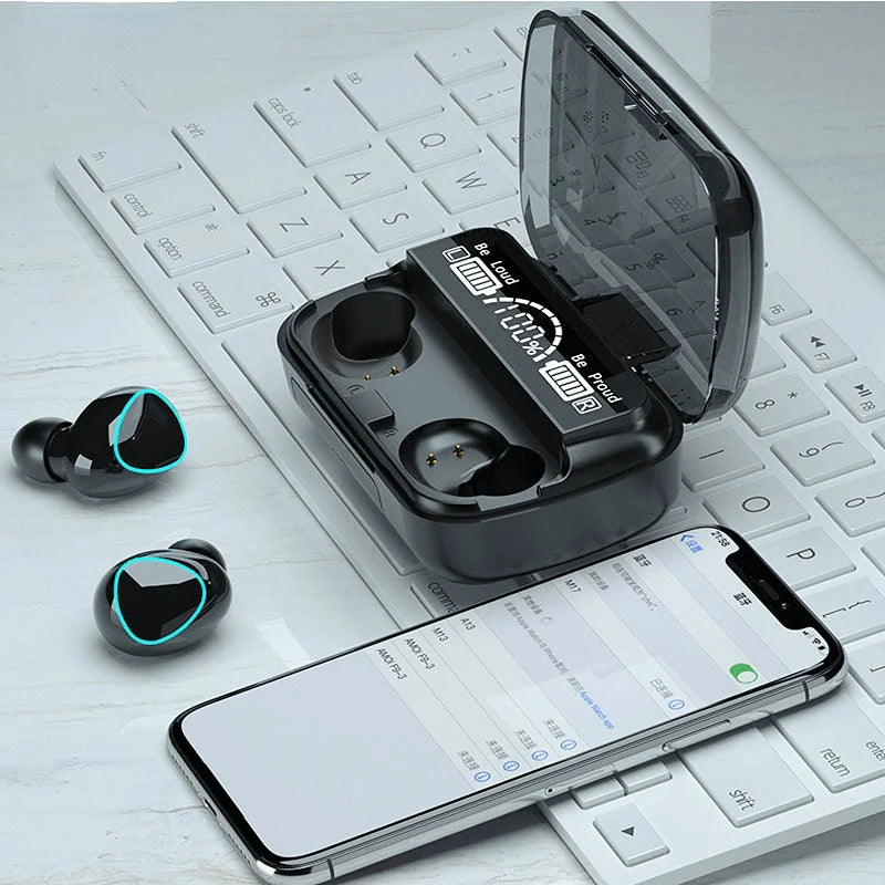M10 TWS Wireless Bluetooth Earbuds with 9D Noise Reduction & Digital Display Charging Case