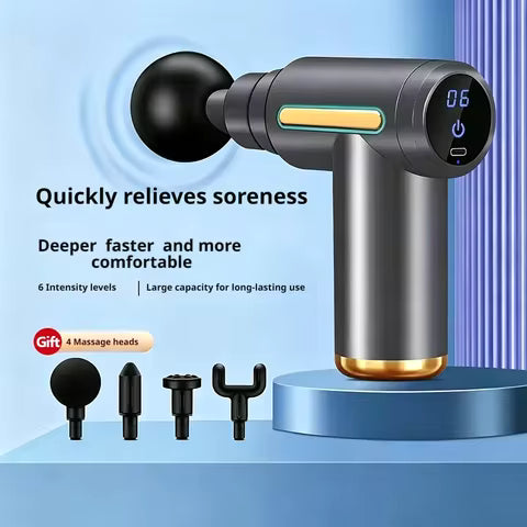 4-in-1 Rechargeable Massage Gun – Multi-Functional Deep Tissue Body Massager with 4 Massage Heads