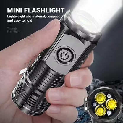 Powerful 3 LED Super Bright Mini Flashlight Rechargeable Portable Torch with Magnet